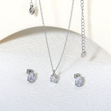 Teardrop White Zircon Set Gold/Steel-Tone Studs: 6.1*9.4mm Pendant: 6.1*9.4mm 0.3ct Cross Chain 40+5cm + 6mm Round Tag