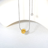 12mm Gold Bead 1.2mm Round Snake Chain 60cm Sweater Chain Necklace Two-Tone/Gold