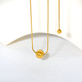 12mm Gold Bead 1.2mm Round Snake Chain 60cm Sweater Chain Necklace Two-Tone/Gold