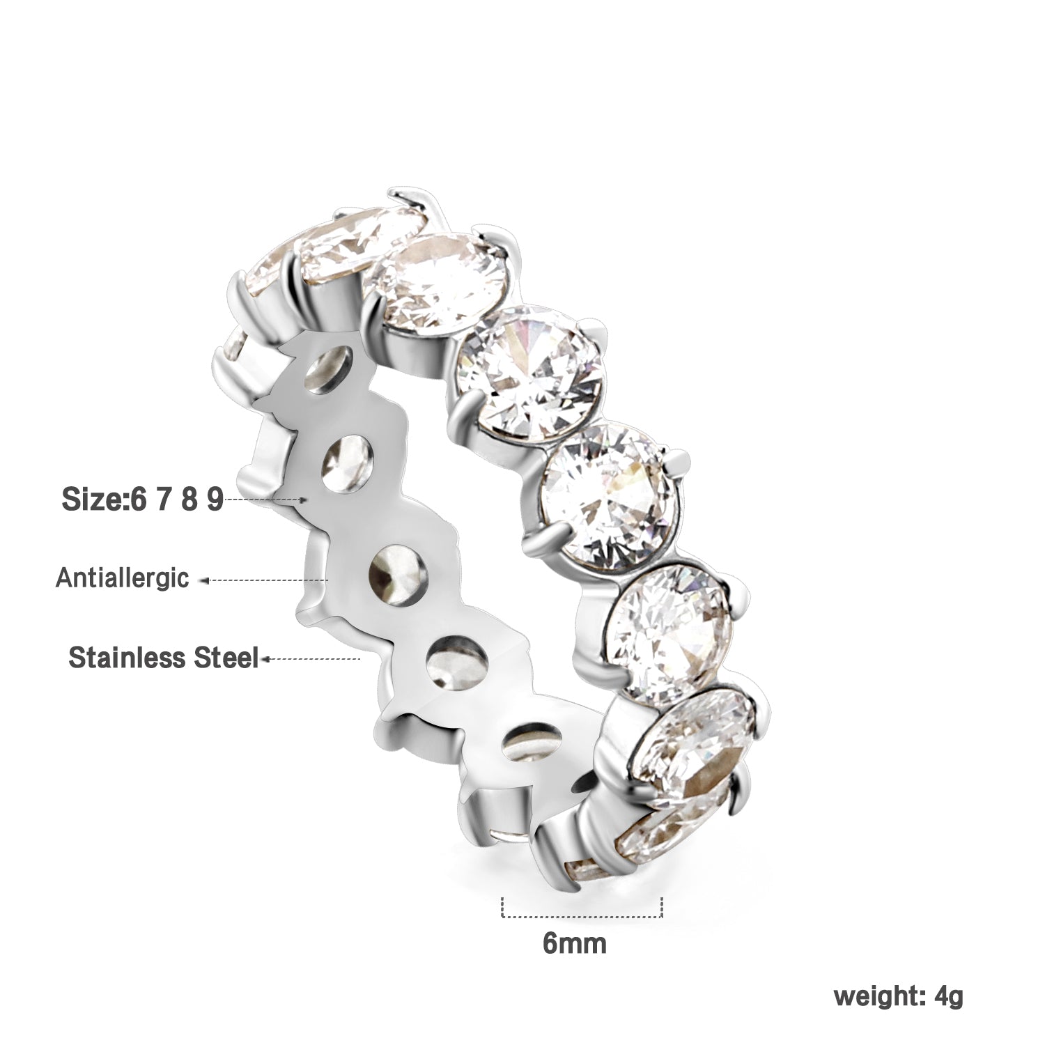 New white stone ring female light luxury sense of high class with elegant temperament metal wind asonjewelry