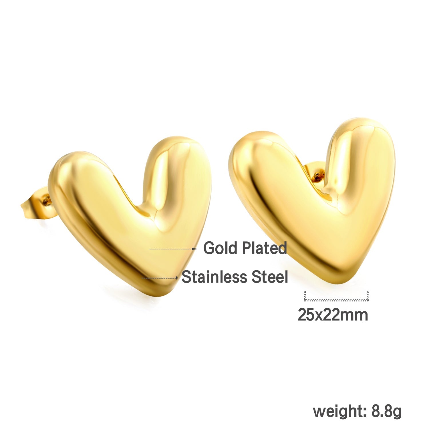 Heart Shape Earrings 25*22mm asonjewelry