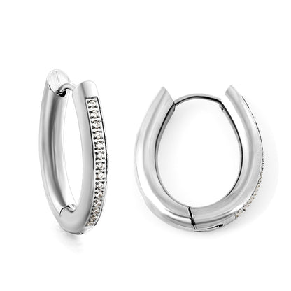 Oval Earrings with Diamonds 20.6*25.8mm asonjewelry
