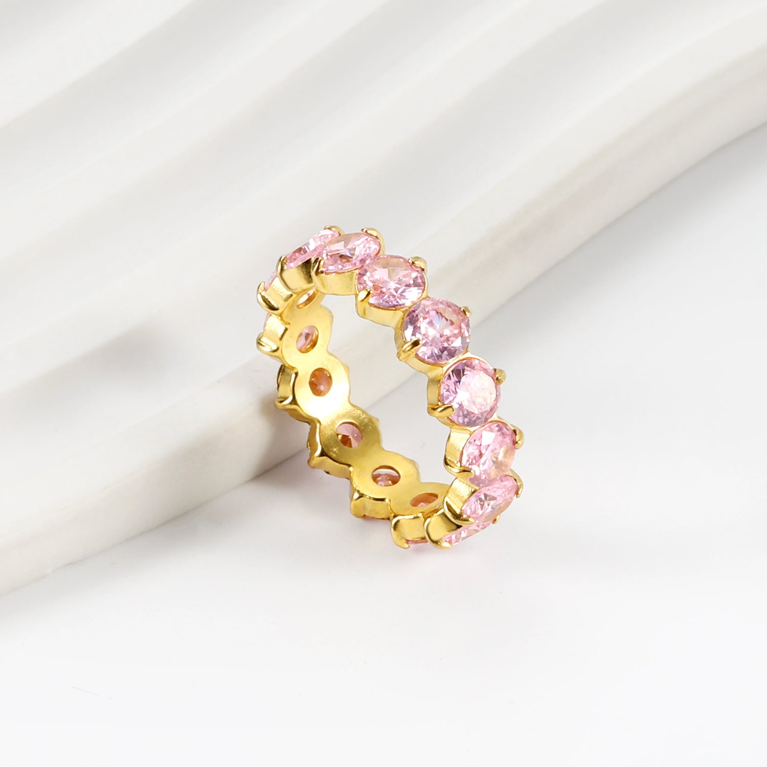 New white stone ring female light luxury sense of high class with elegant temperament metal wind asonjewelry