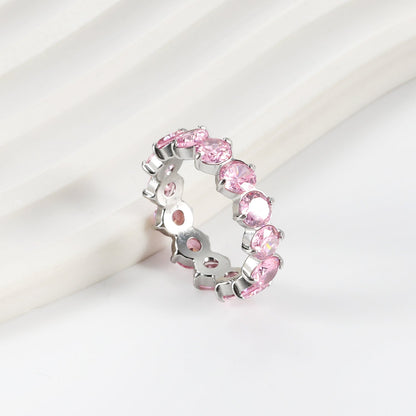 New white stone ring female light luxury sense of high class with elegant temperament metal wind asonjewelry