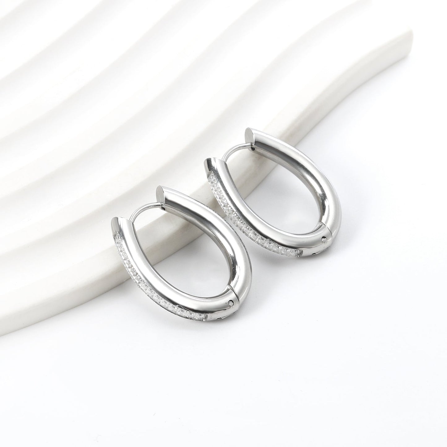 Oval Earrings with Diamonds 20.6*25.8mm asonjewelry