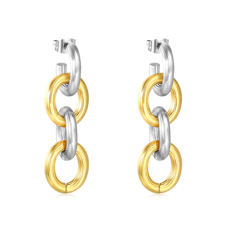 Chain-Shaped Earrings, Two-Tone Gold