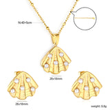 Stud Earrings + 0.4mm Side-Clip Pearl Chain 40+5cm + Round Tag in Gold