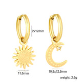 Sun & Moon Asymmetrical Earrings, Gold