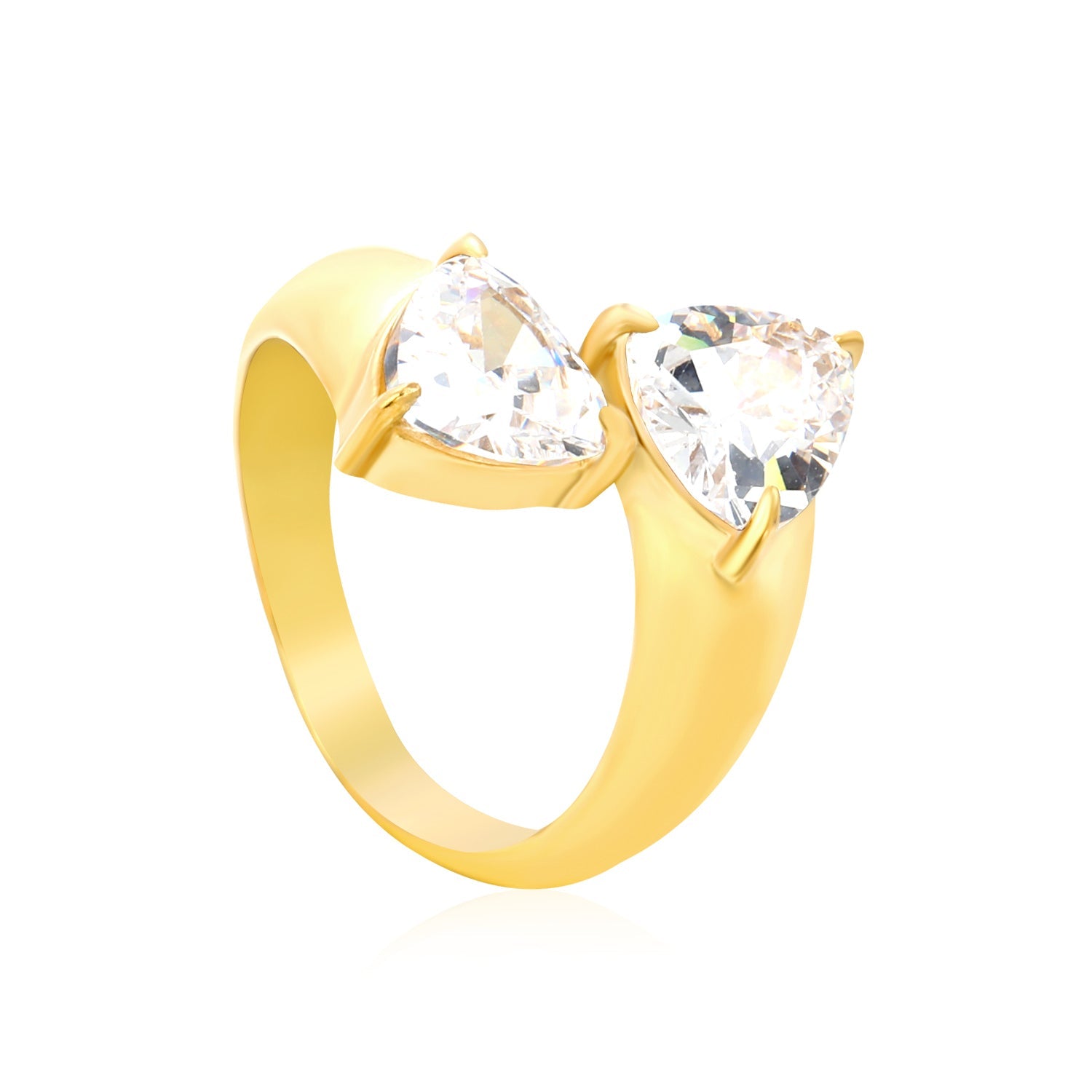 Wholesale 18K Gold Plated Double Gemstone Cocktail Ring Hypoallergenic asonjewelry