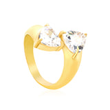 Wholesale 18K Gold Plated Double Gemstone Cocktail Ring Hypoallergenic