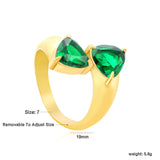 Wholesale 18K Gold Plated Double Gemstone Cocktail Ring Hypoallergenic