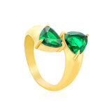 Wholesale 18K Gold Plated Double Gemstone Cocktail Ring Hypoallergenic