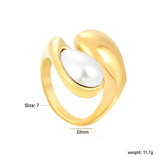 Wholesale 18K Gold Plated Sculpted Pearl & Smoky Quartz Ring Hypoallergenic