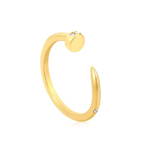 Wholesale 18K Gold Plated Minimalist Cuff Ring with Crystals Hypoallergenic