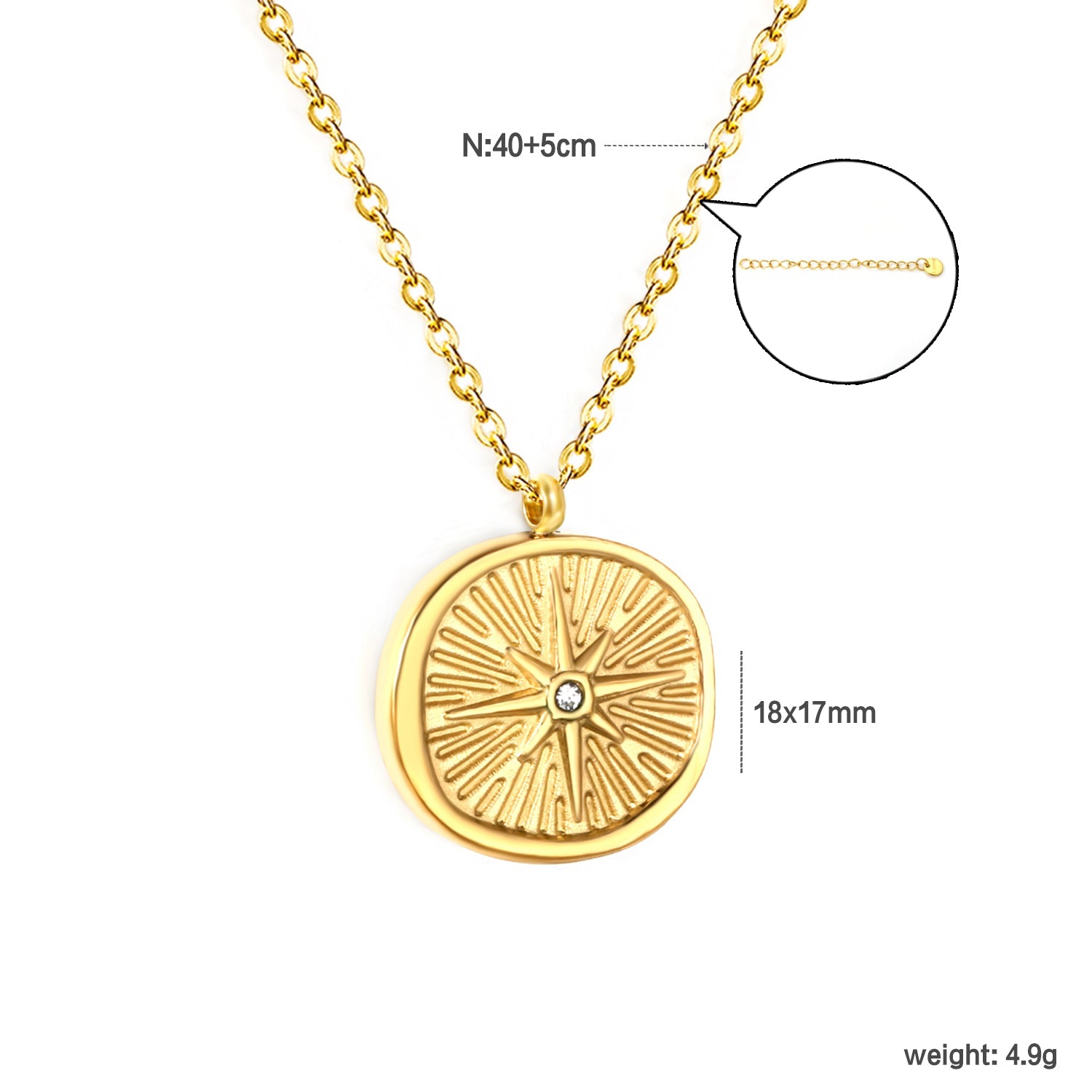 Diamond-set pentagram cast-craft necklace, gold asonjewelry