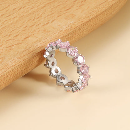 New white stone ring female light luxury sense of high class with elegant temperament metal wind asonjewelry