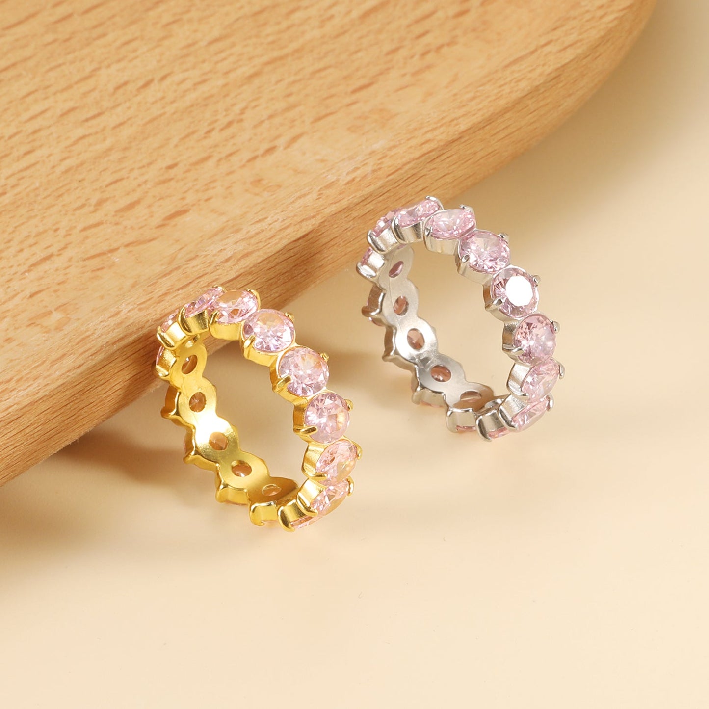 New white stone ring female light luxury sense of high class with elegant temperament metal wind asonjewelry