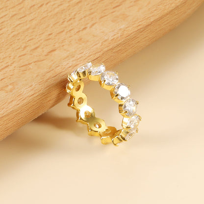 New white stone ring female light luxury sense of high class with elegant temperament metal wind asonjewelry