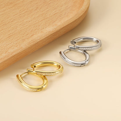 Oval Earrings with Diamonds 20.6*25.8mm asonjewelry