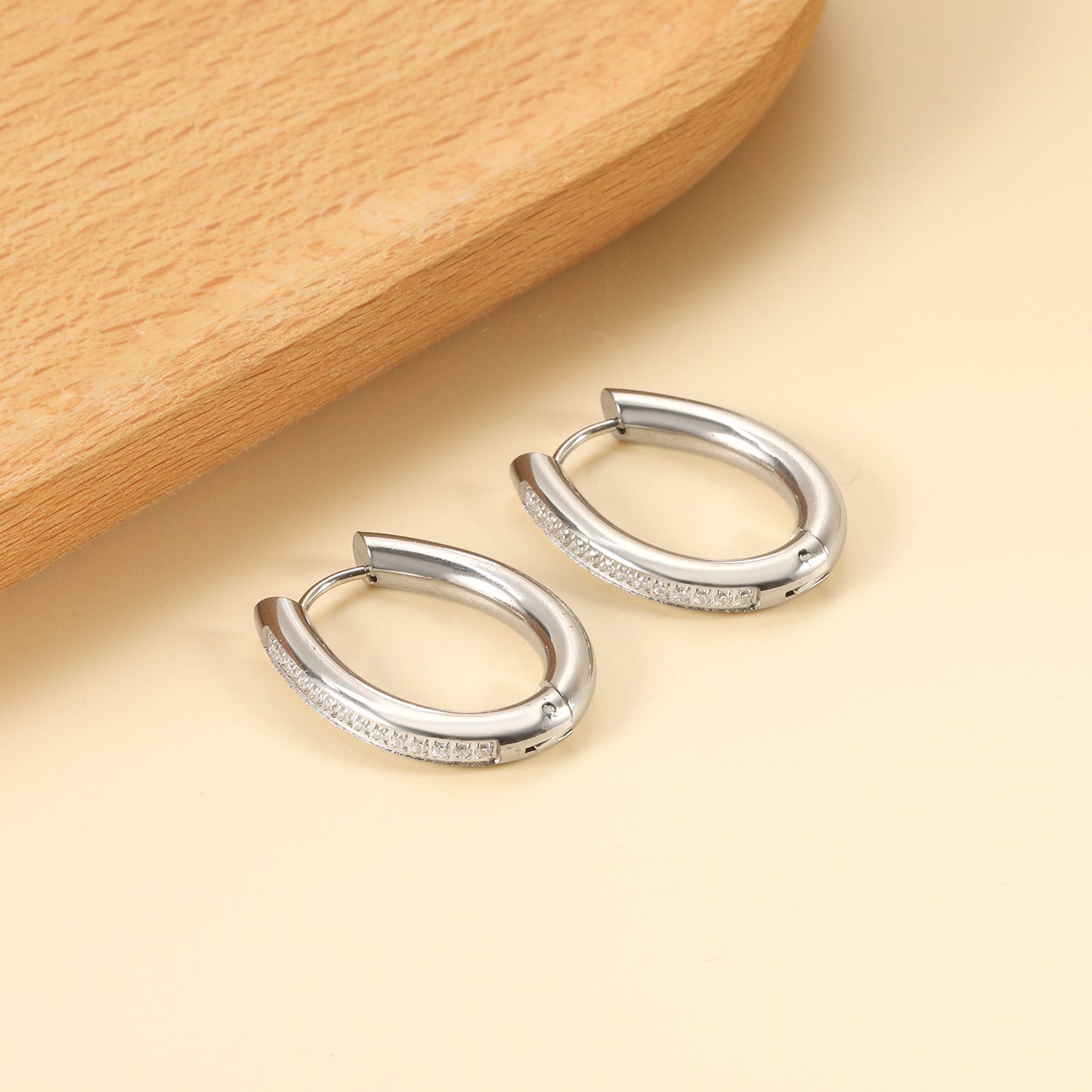 Oval Earrings with Diamonds 20.6*25.8mm asonjewelry