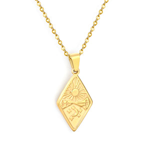 Unique Design Star Moon Casting Technique Necklace, Gold