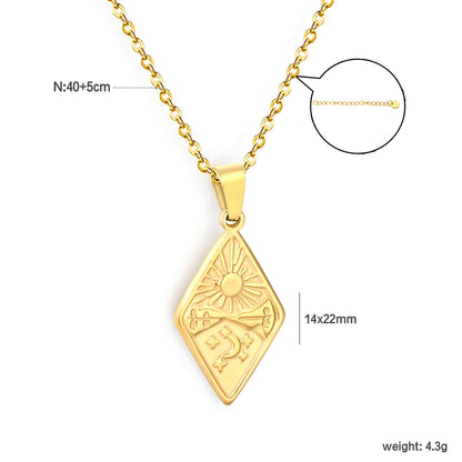 Unique Design Star Moon Casting Technique Necklace, Gold asonjewelry