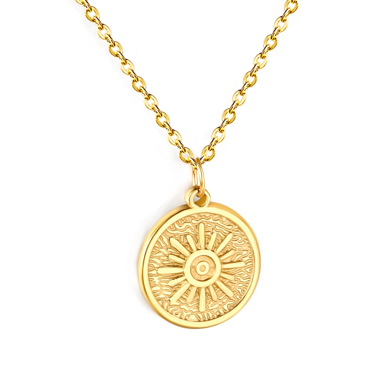 Sun-Shaped Casting Technique Necklace, Gold asonjewelry