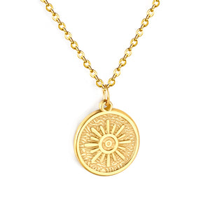 Sun-Shaped Casting Technique Necklace, Gold