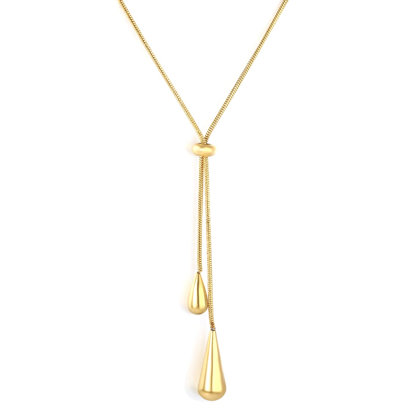 Large & Small Teardrop Minimalist Necklace, Gold asonjewelry