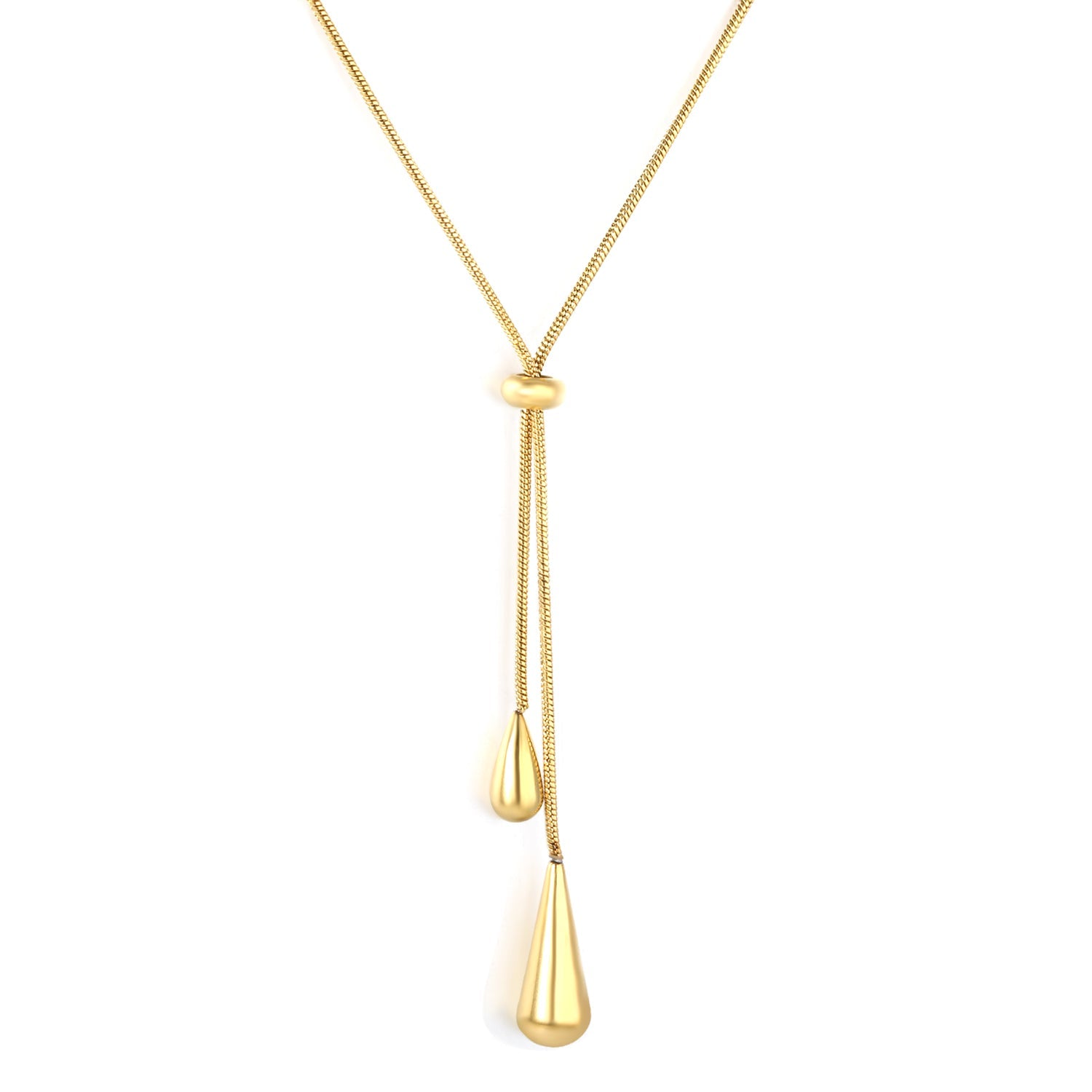 Large & Small Teardrop Minimalist Necklace, Gold asonjewelry