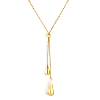 Large & Small Teardrop Minimalist Necklace, Gold asonjewelry