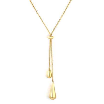 Large & Small Teardrop Minimalist Necklace, Gold