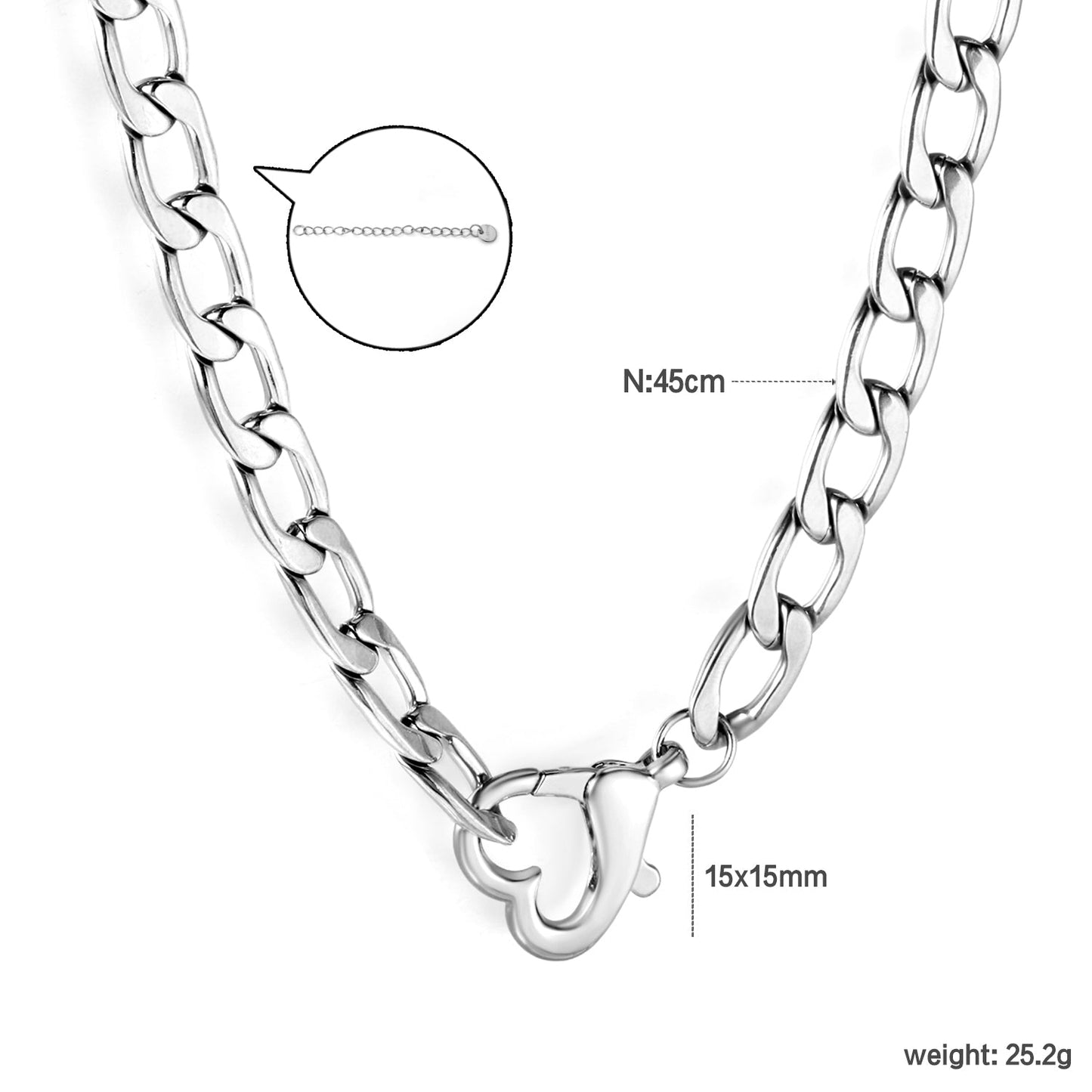 Wholesale 18K Gold-Plated Heart Cuban Chain Necklace Hypoallergenic Steel/Gold asonjewelry