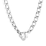 Wholesale 18K Gold-Plated Heart Cuban Chain Necklace Hypoallergenic Steel/Gold