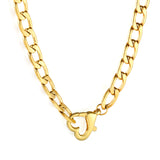 Wholesale 18K Gold-Plated Heart Cuban Chain Necklace Hypoallergenic Steel/Gold