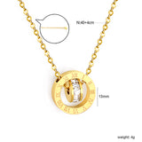 Diamond-set design necklace engraved with Roman numerals, gold