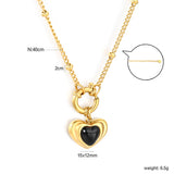 2.0mm Side-Mounted Bead Chain 40cm Necklace Heart-Shaped Adhesive Black Agate Gold