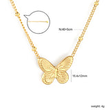 Butterfly design cast-craft necklace with beads, gold