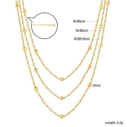 Triple-Style Necklace with Bead Details, Gold asonjewelry