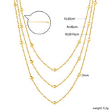 Triple-Style Necklace with Bead Details, Gold