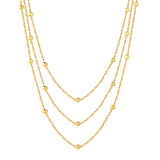 Triple-Style Necklace with Bead Details, Gold
