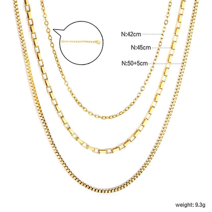 Three-tier combination necklace with distinct styles, gold asonjewelry