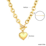 OT Oversized Chain Heart Pendant Necklace, Gold