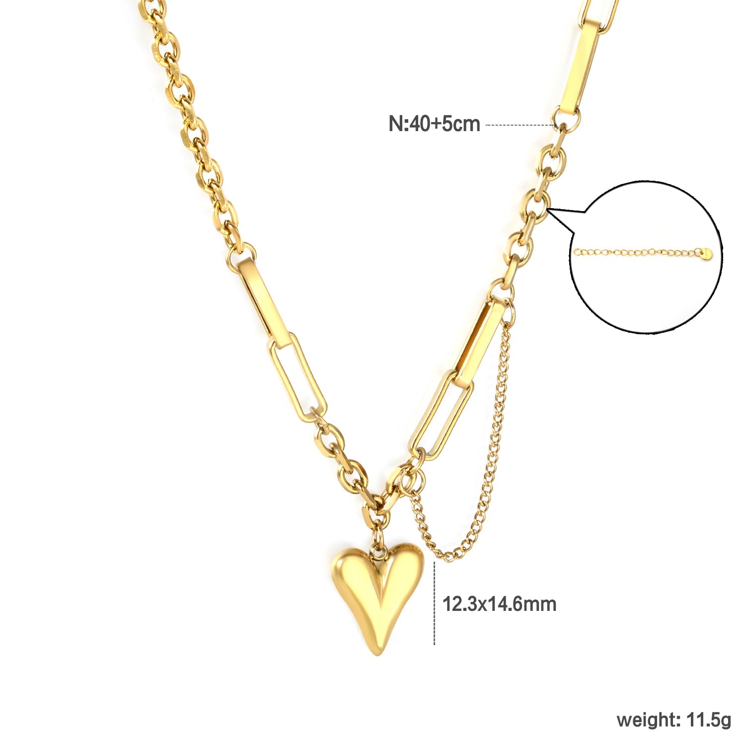 Unique Design Chain with Heart Pendant Necklace asonjewelry