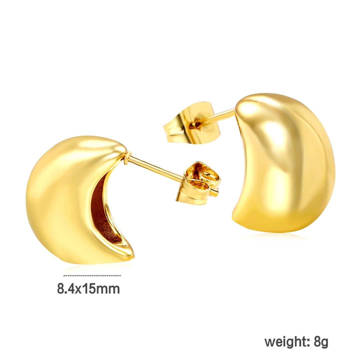 8.4*15mm meta earrings gold color asonjewelry