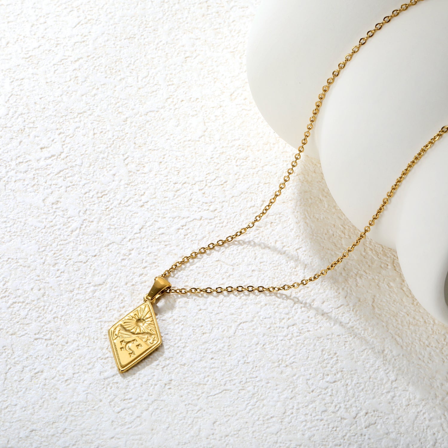 Unique Design Star Moon Casting Technique Necklace, Gold asonjewelry