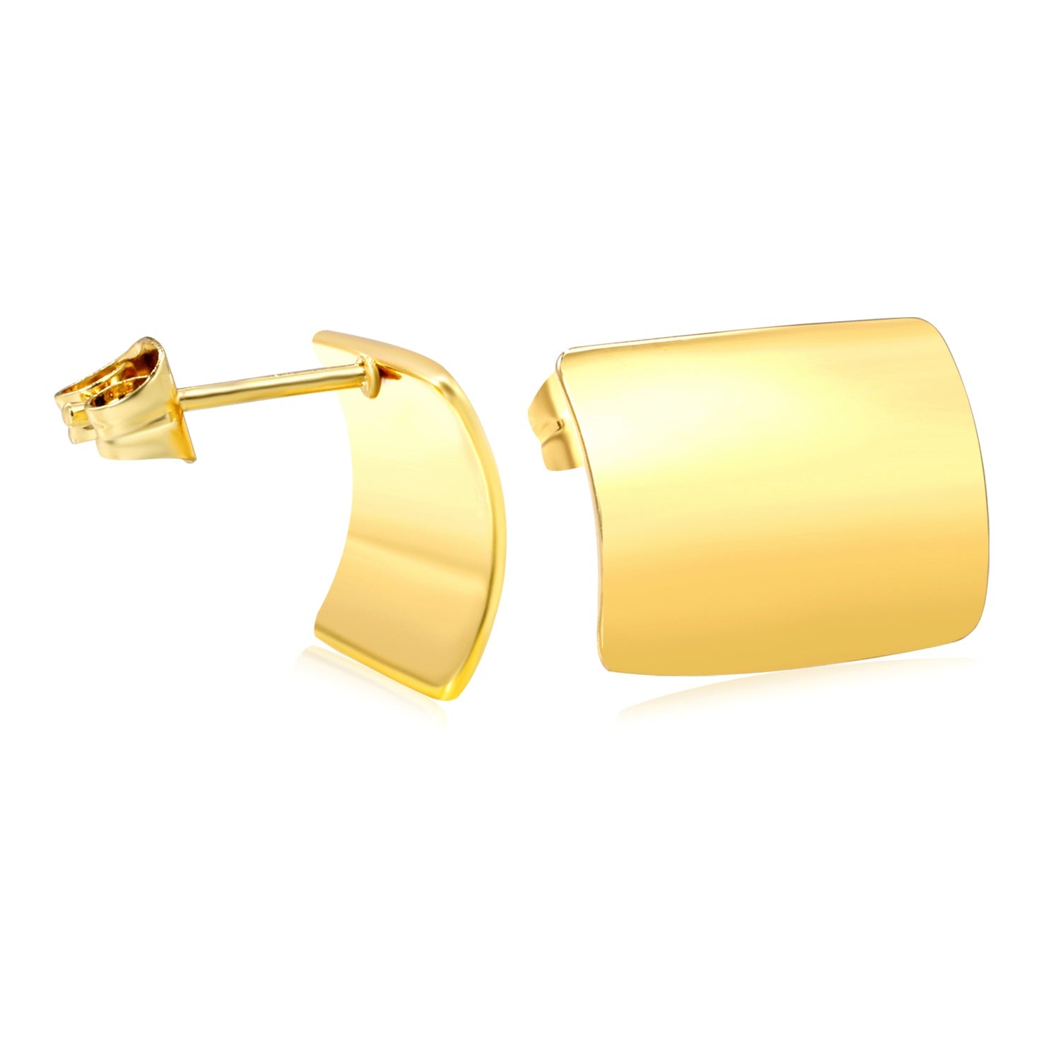 11.5*15mm curved rectangle stud earrings gold color asonjewelry
