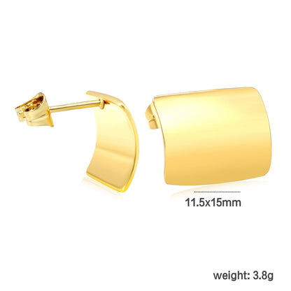 11.5*15mm curved rectangle stud earrings gold color asonjewelry