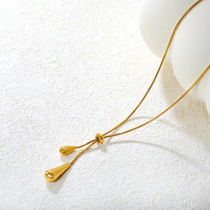 Large & Small Teardrop Minimalist Necklace, Gold asonjewelry