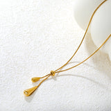 Large & Small Teardrop Minimalist Necklace, Gold